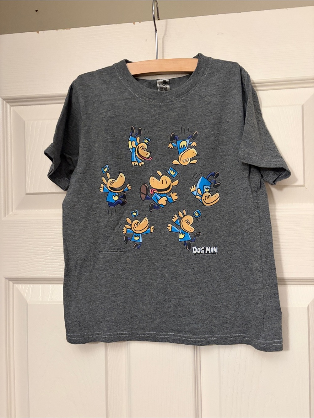 Dog Man Graphic Tee for Kids in Heather Gray